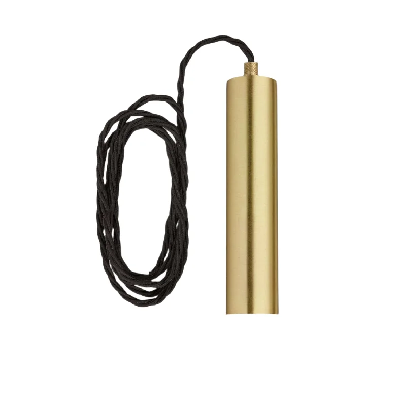 Sleek Cylinder Edison Cord Set ES E27 Bulb Holder - Brass & Fabric Flex - 2m - Without Ceiling Rose