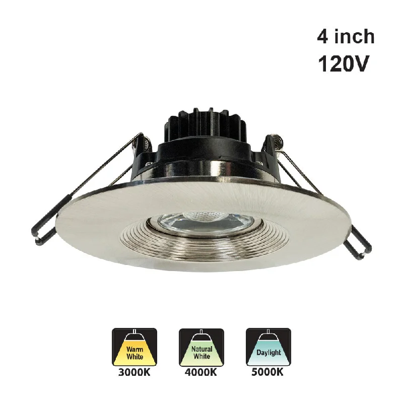 4 inch Round Recessed Light Gimbal with Selectable Color Temperature (3CCT) 120V 8W Black