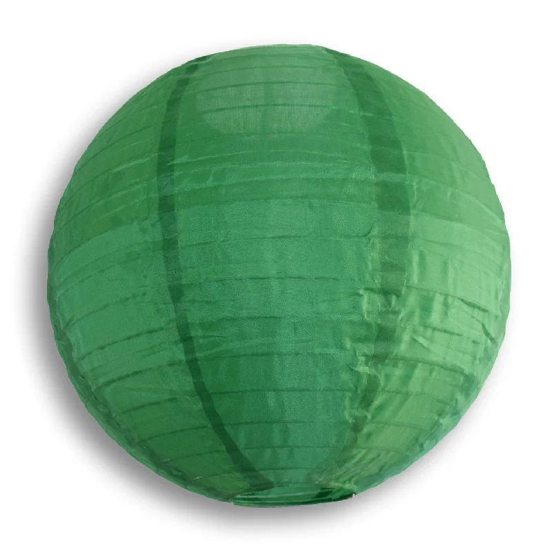 30" Emerald Green Jumbo Shimmering Nylon Lantern, Even Ribbing, Durable, Dry Outdoor Hanging Decoration