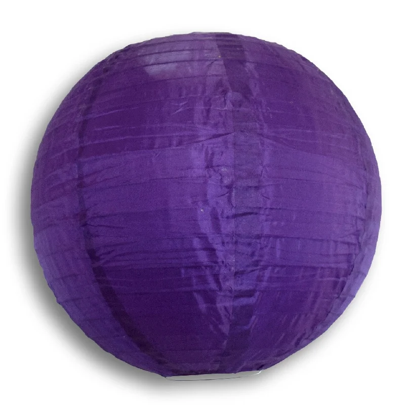 BLOWOUT 30" Dark Purple Jumbo Shimmering Nylon Lantern, Even Ribbing, Durable, Dry Outdoor Hanging Decoration