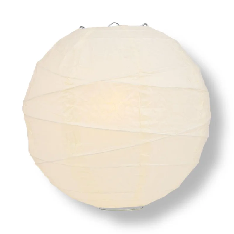 36" Beige / Ivory Jumbo Round Paper Lantern, Crisscross Ribbing, Chinese Hanging Wedding & Party Decoration