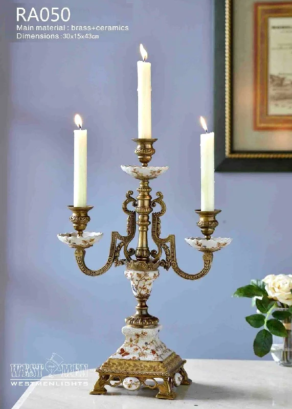 Gilded Bronze Ormolu Floral Porcelain Candelabras