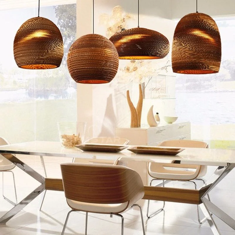 Dust - Resistant Industrial Lighting for Dirty WorkspacesIndustrial Modern Nordic Pendant Corrugated Paper Lamp Lights Hanging Lighting for Home Dining Room Cafe Bar Decoration