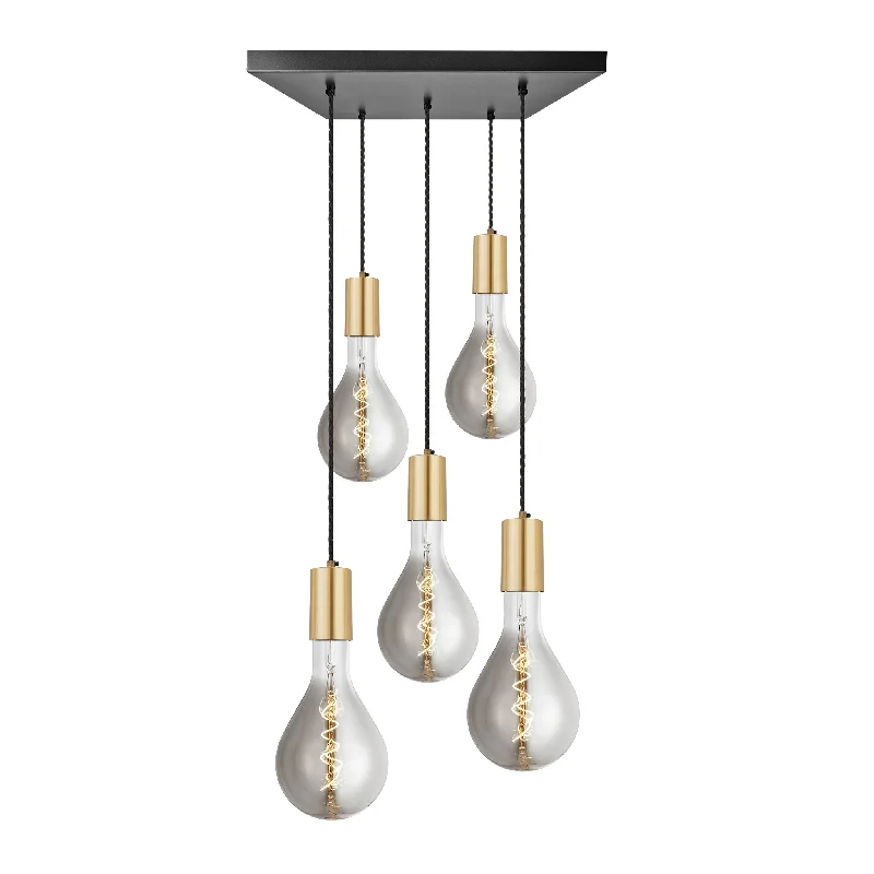 Sleek Large Edison Square Cluster Lights - 5 Wire – Brass