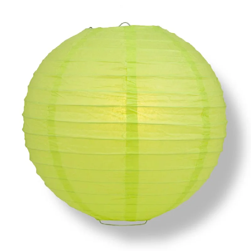 30" Light Lime Green Jumbo Round Paper Lantern, Even Ribbing, Chinese Hanging Wedding & Party Decoration