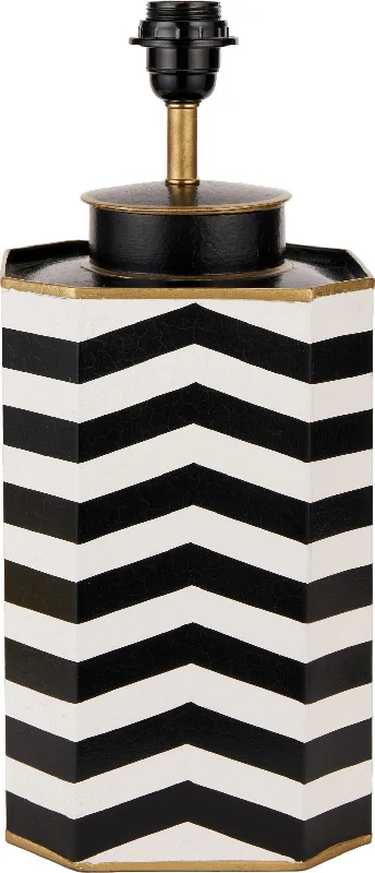 Oskar Black and White Chevron Hand Painted Metal Table Lamp  - Base Only