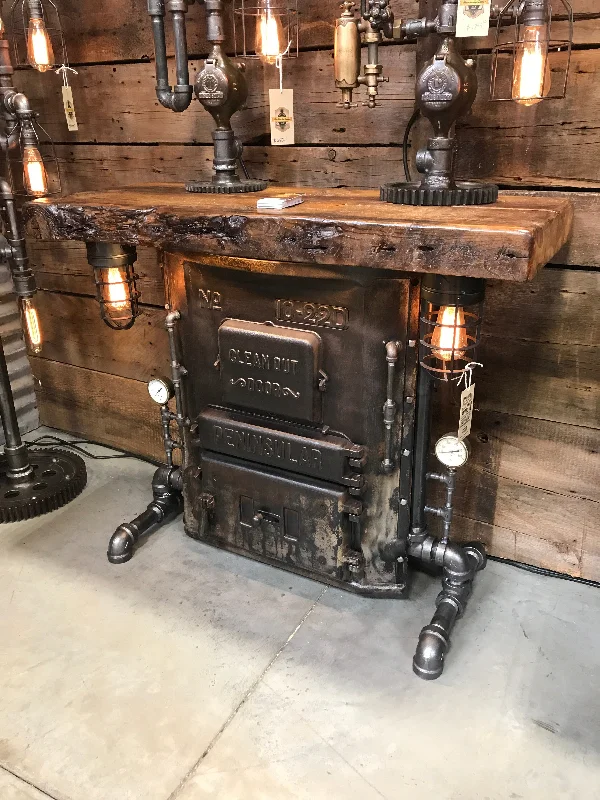 Steampunk industrial / Stove Boiler Door Table / Peninsular / Table Sofa Hallway / #1650 - sold