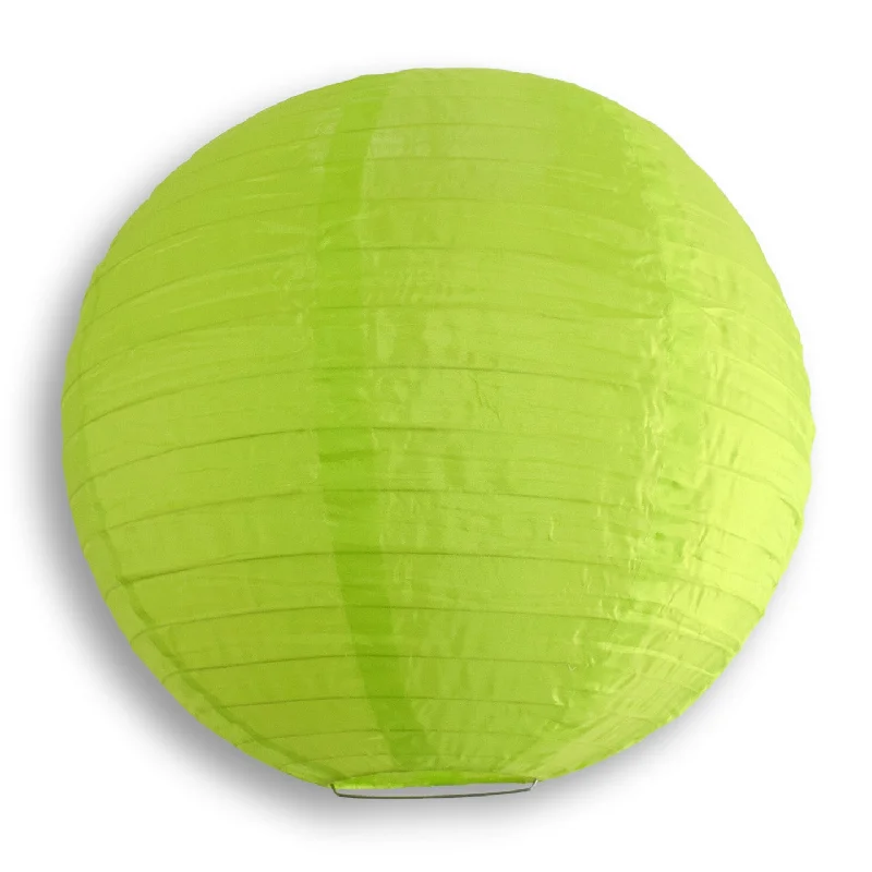 30" Apple Green Jumbo Shimmering Nylon Lantern, Even Ribbing, Durable, Dry Outdoor Hanging Decoration