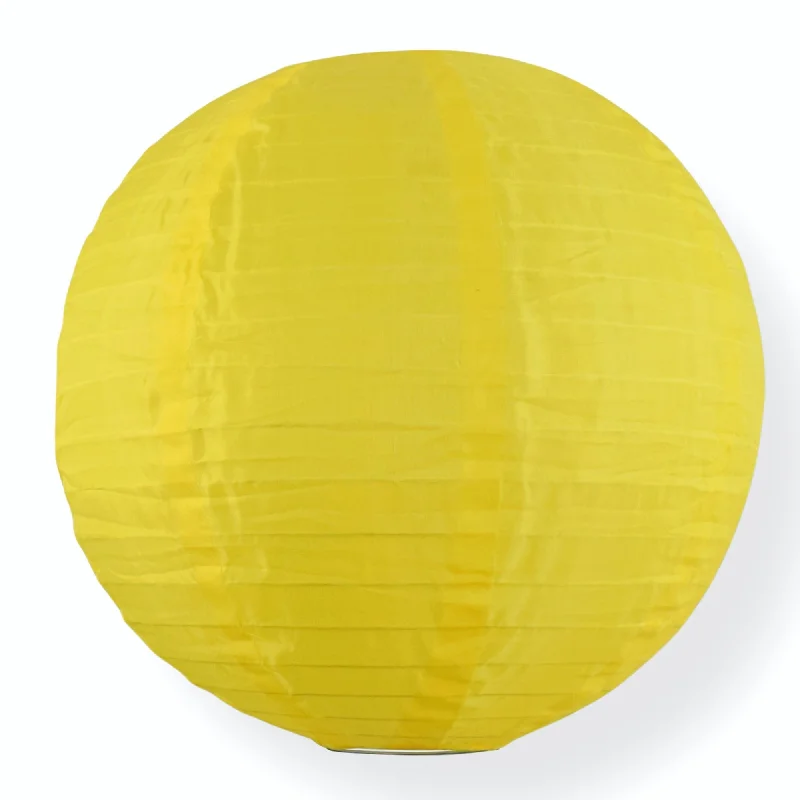 30" Yellow Jumbo Shimmering Nylon Lantern, Even Ribbing, Durable, Dry Outdoor Hanging Decoration