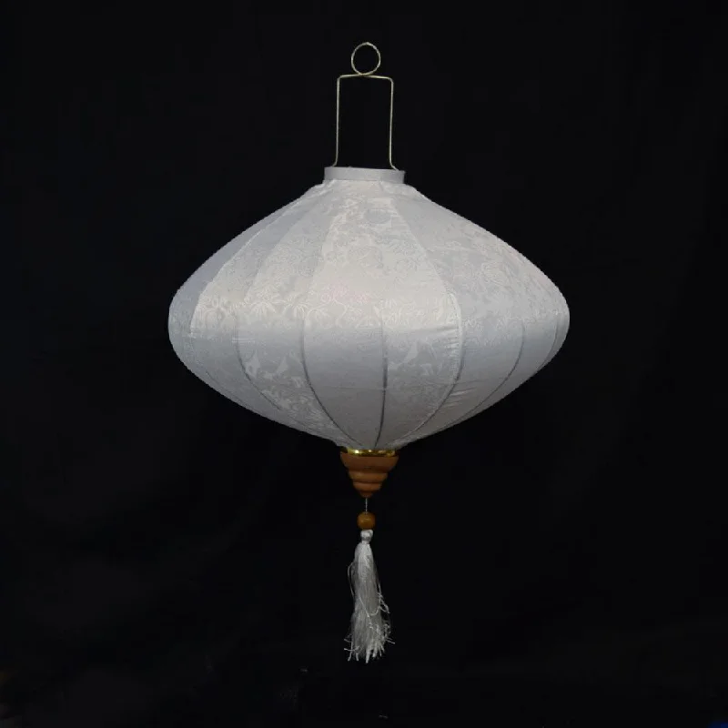 Large White Vietnamese Silk Lantern, Diamond Shaped