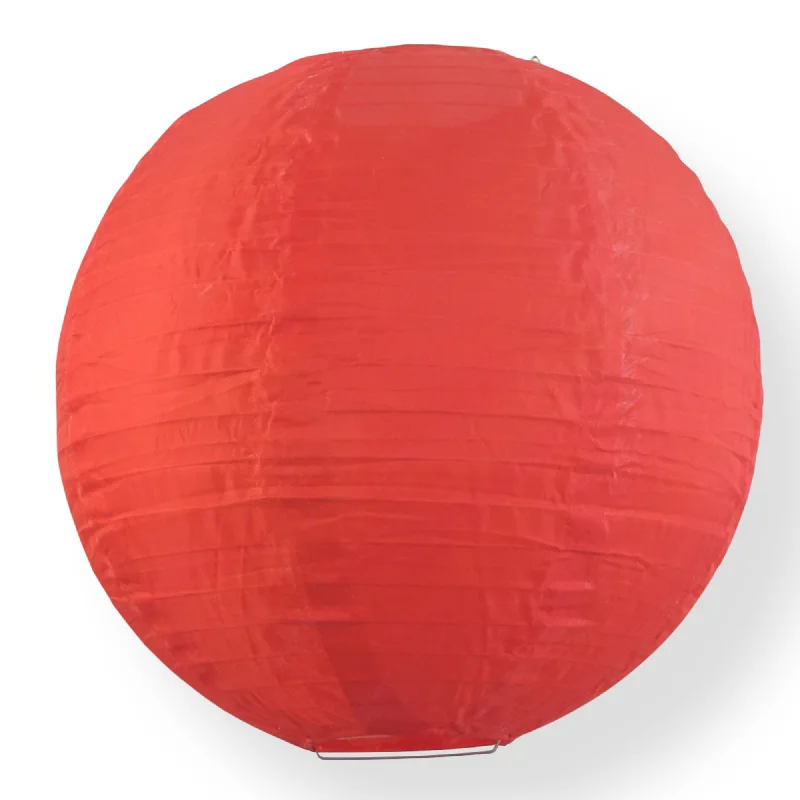 36" Red Jumbo Shimmering Nylon Lantern, Even Ribbing, Durable, Dry Outdoor Hanging Decoration