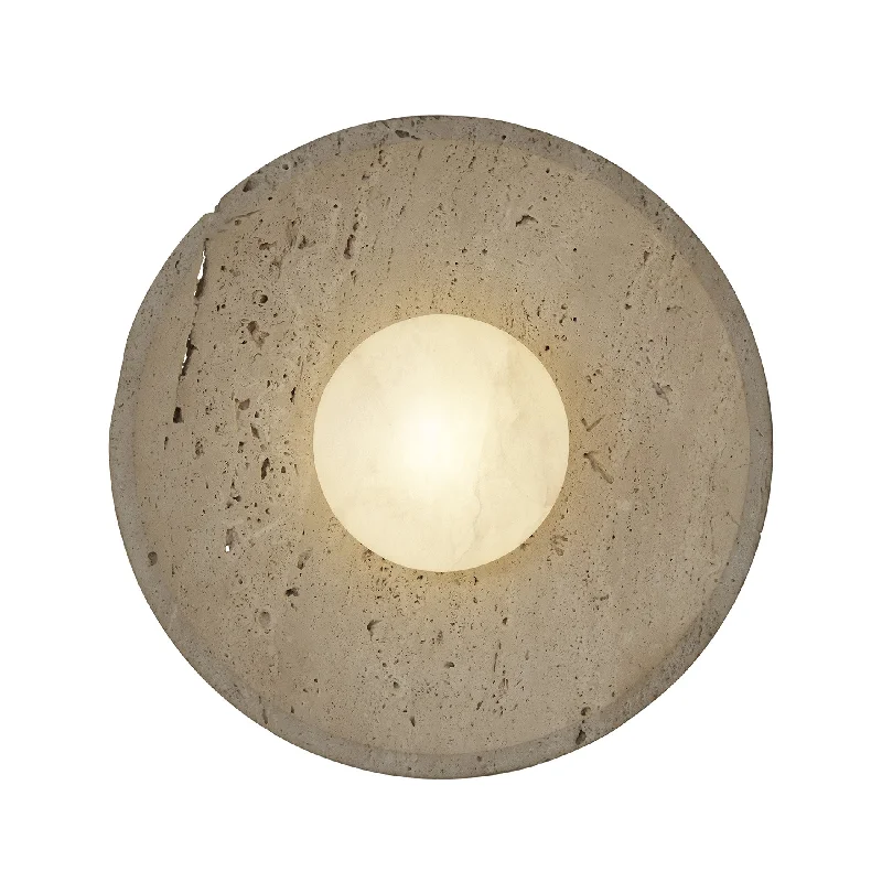 Travertine & Alabaster Diffuser Wall Light - 10 inch - Natural