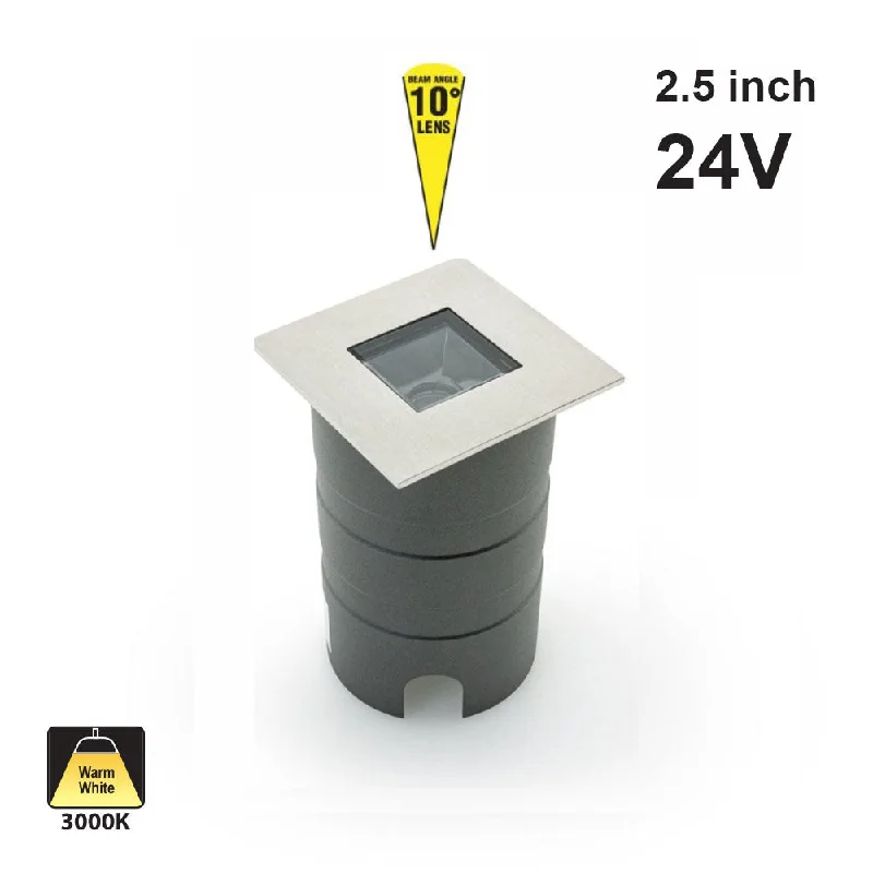 Outdoor Square Inground light 10° lens, 24V 5W 3000K(Warm White)