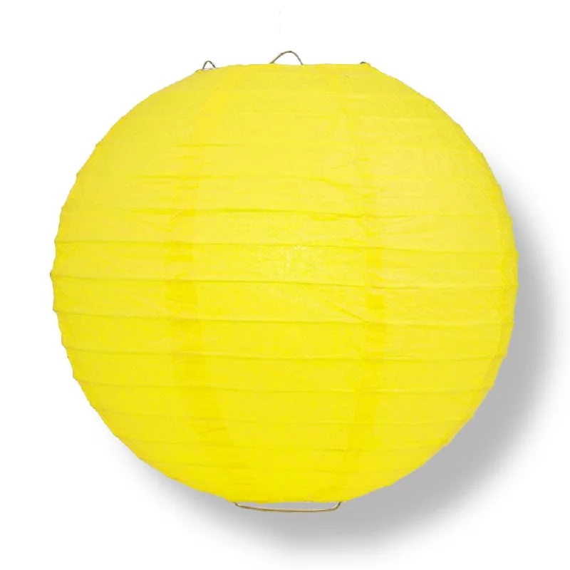 30" Yellow Jumbo Round Paper Lantern, Parallel Ribbing, Chinese Hanging Wedding & Party Decoration