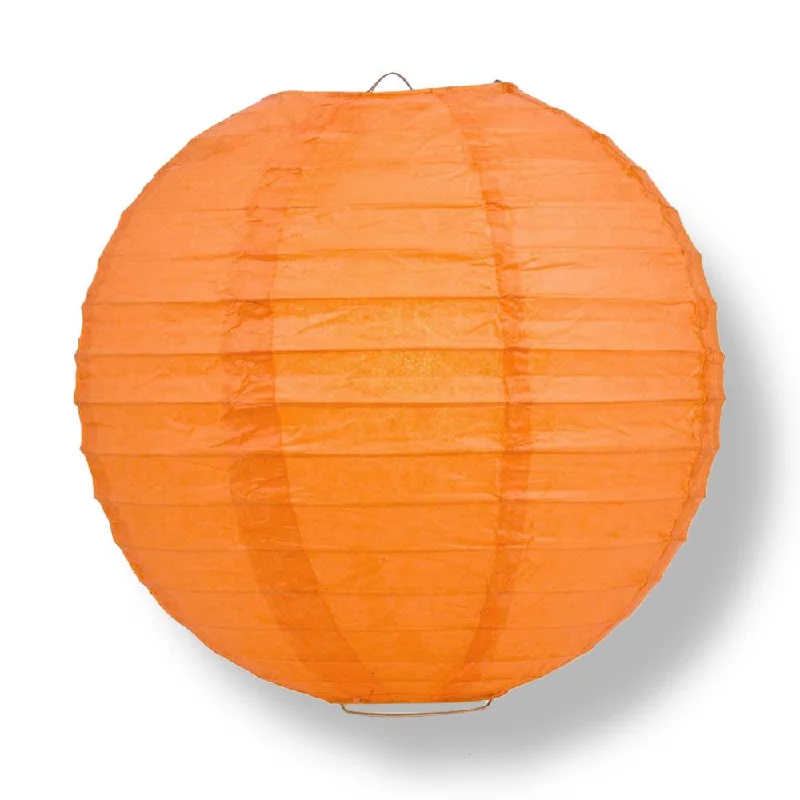 36" Persimmon Orange Jumbo Round Paper Lantern, Even Ribbing, Chinese Hanging Wedding & Party Decoration