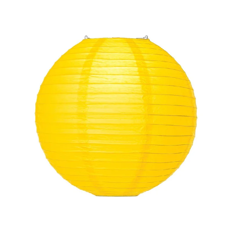 Buttercup Yellow 20 Inch Round Parallel Ribbed Premium Paper Lantern