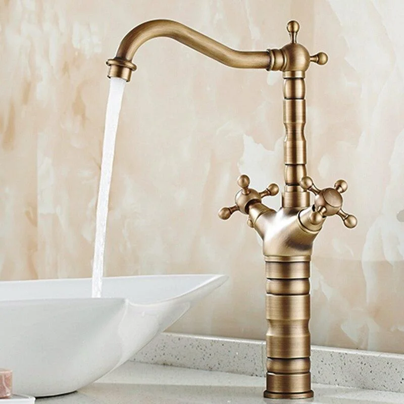 Antique Brass Finishing Bathroom Faucets Basin Faucets Dual Handle Hot Cold Wash Basin Tap Lavatory Faucet