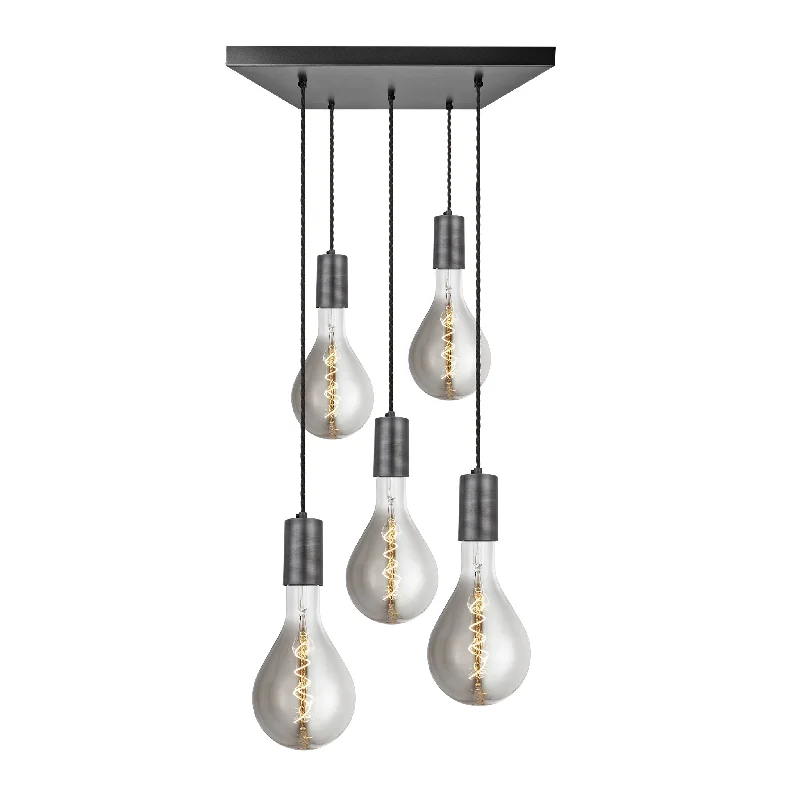 Sleek Large Edison Square Cluster Lights - 5 Wire – Pewter