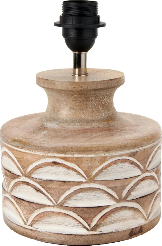 Kingsbury White Wash Carved Wood Table Lamp  - Base Only