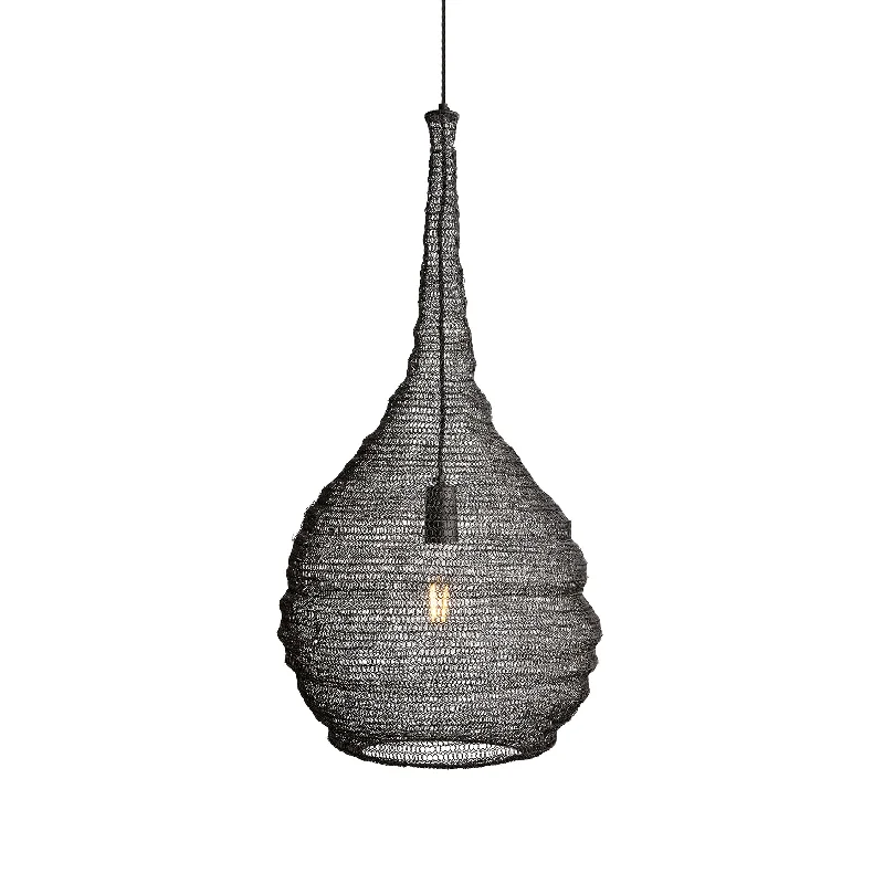 Energy saving LED Edison light bulbsBeehive Wire Cage Metal Mesh Pendant Light - Drop - Pewter