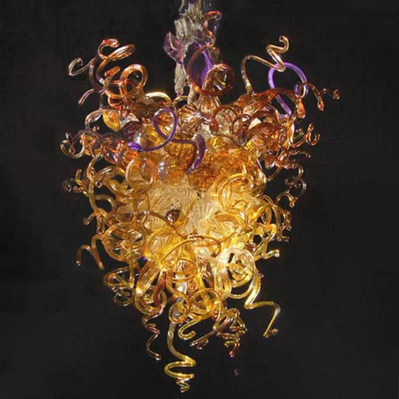 Elegant Amber Gold LED Murano Crystal Chandelier Lamp