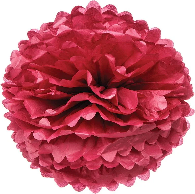 Wine Red 10 Inch Tissue Paper Flower Pom Pom