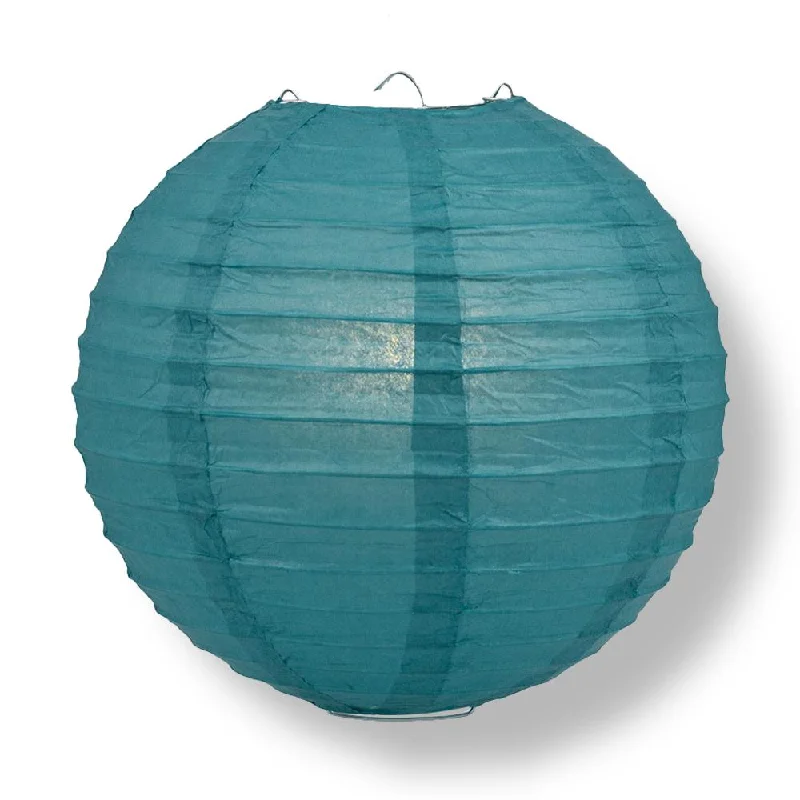 BLOWOUT 36" Tahiti Teal Jumbo Round Paper Lantern, Even Ribbing, Chinese Hanging Wedding & Party Decoration