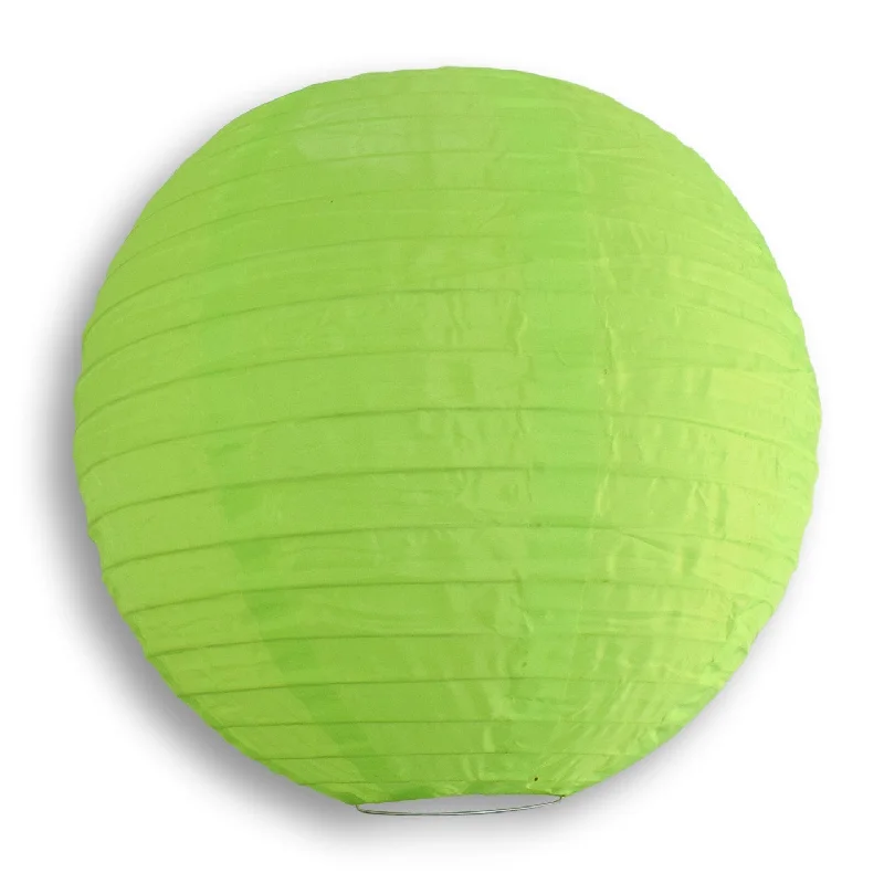 36" Neon Green Jumbo Shimmering Nylon Lantern, Even Ribbing, Durable, Dry Outdoor Hanging Decoration