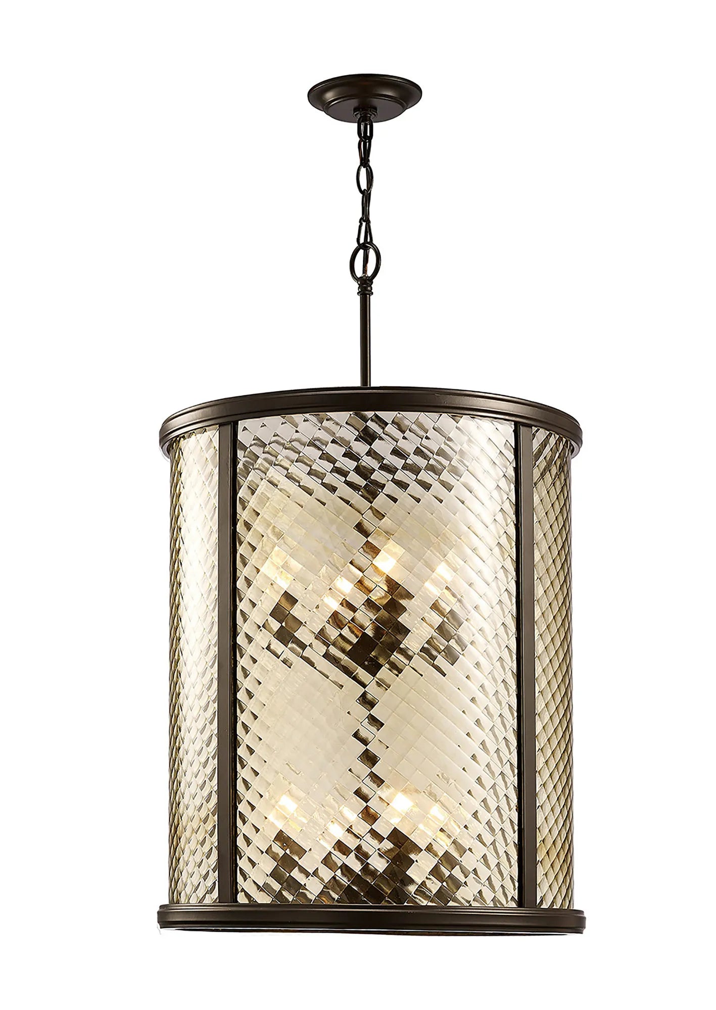 Track lighting for updating office lobbiesAsia Pendant 8 Light-  Oiled Bronze/Clear Glass