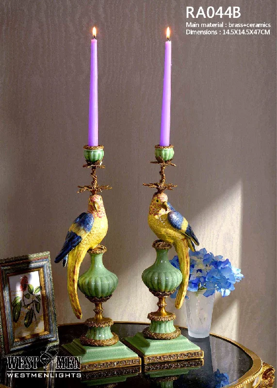 Pair(2 Pieces) Gilt Bronze Porcelain Candlesticks