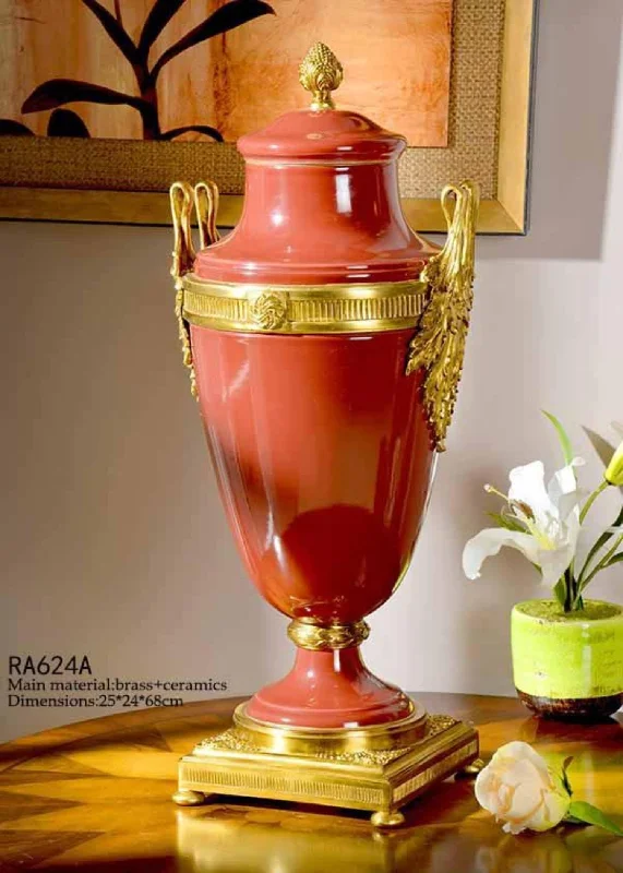 Gilt Bronze Red Temple Jar