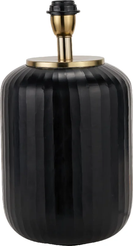 Eva Matt Black Cold Cut Stripe Glass Table Lamp  - Base Only