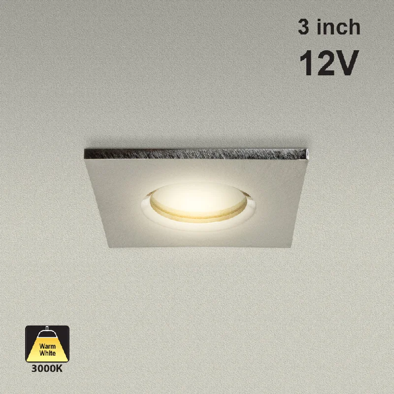 T-62 MR16 Recessed LED Light Fixture, 3 inch Square Nickel Chrome