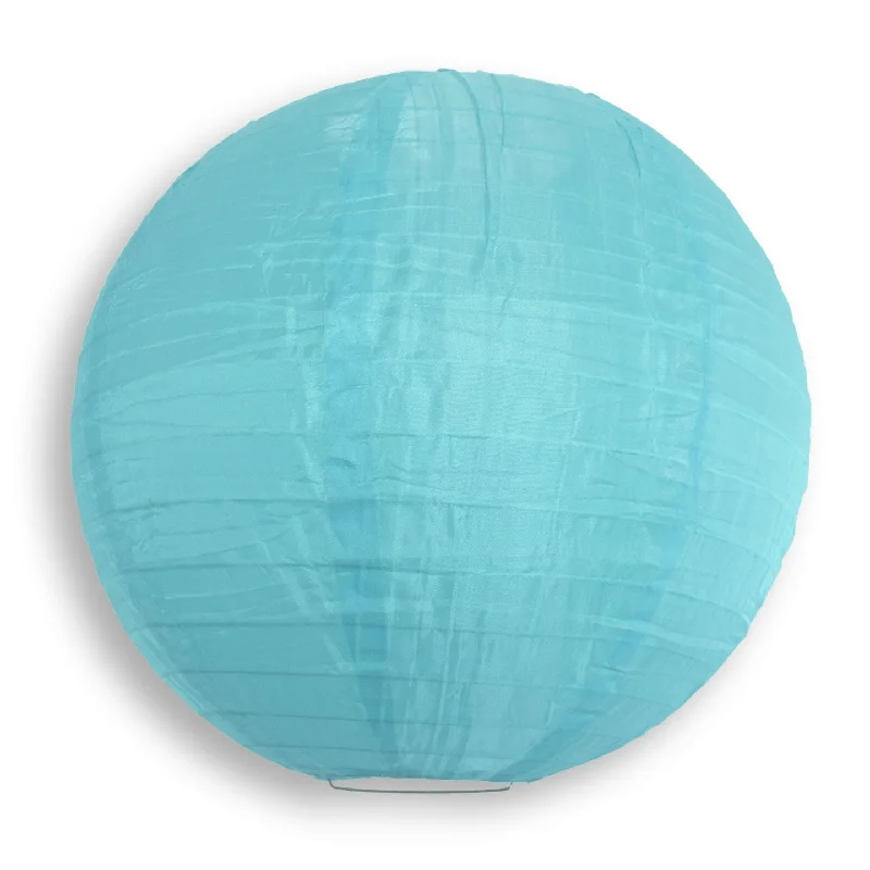 36" Baby Blue Jumbo Shimmering Nylon Lantern, Even Ribbing, Durable, Dry Outdoor Hanging Decoration