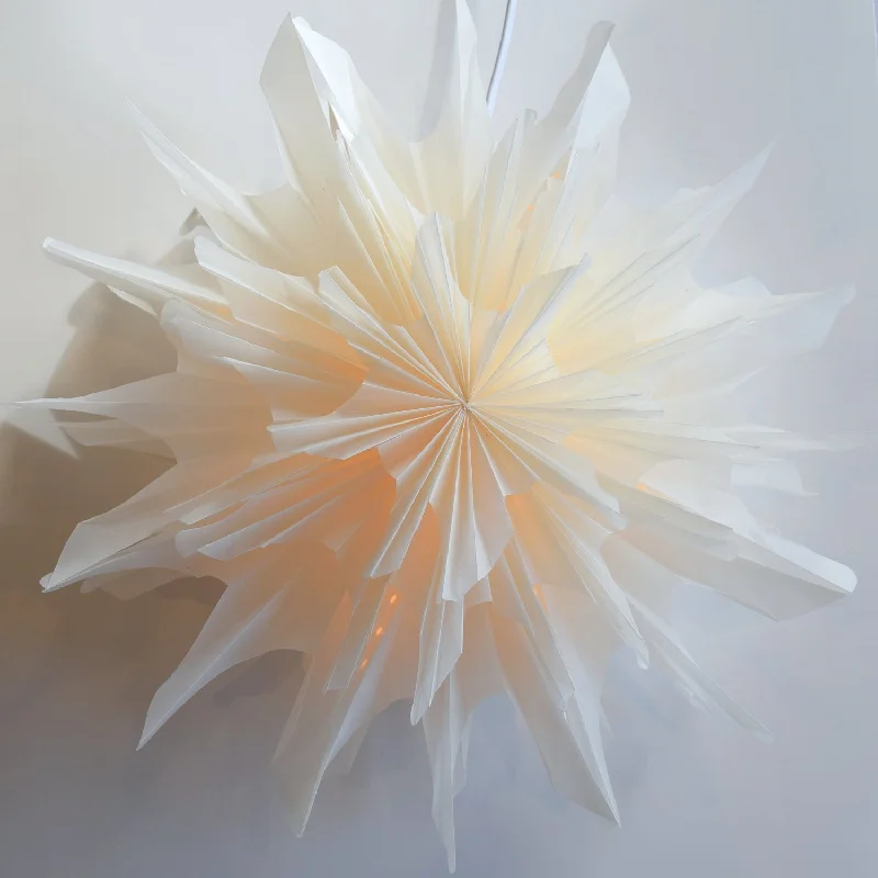 White Icicle Snowflake Lantern Pizzelle Design - Great With or Without Lights - Ideal for Holiday and Snowflake Decorations, Weddings, Parties, and Home Decor