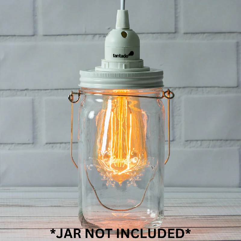 Small size Edison light bulbsFantado Mason Jar Pendant Light Kit, Wide Mouth, White Cord, 15FT