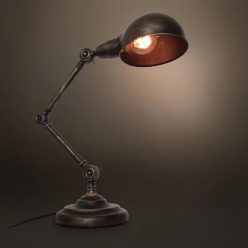 Swing Arm 1 Light Vintage Golden Table Lamp