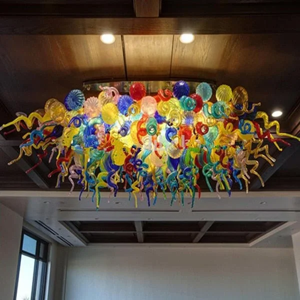 Luxury Art Lamp Murano Multicolor Bubbles LED Blown Glass Ceiling Mounted Chandeliers for Dining Room