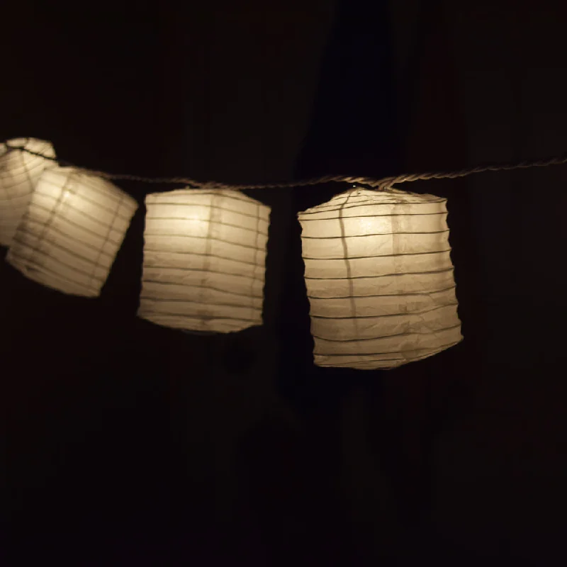 White Hako Box Shaped Paper Lantern String String Lights (8FT) (UL Listed)