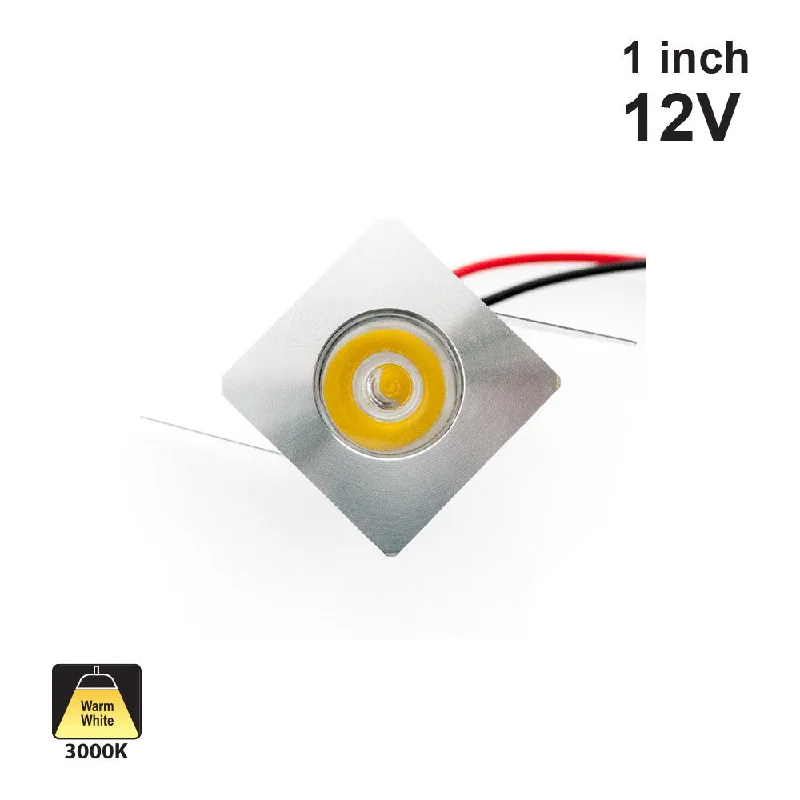 1 inch Small Square-Flat LED Recessed Pathway Lighting, 12V 1W 3000K(Warm White)