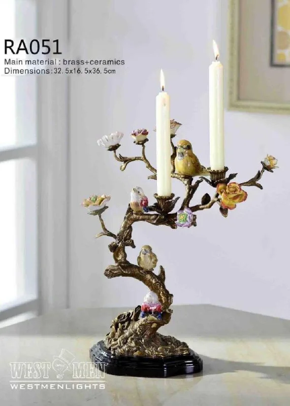 Ormolu Mounted Candelabras Bird Standing