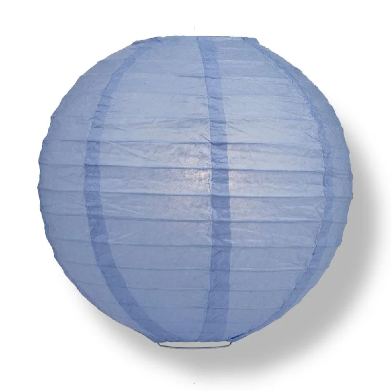 30" Serenity Blue Jumbo Round Paper Lantern, Even Ribbing, Chinese Hanging Wedding & Party Decoration