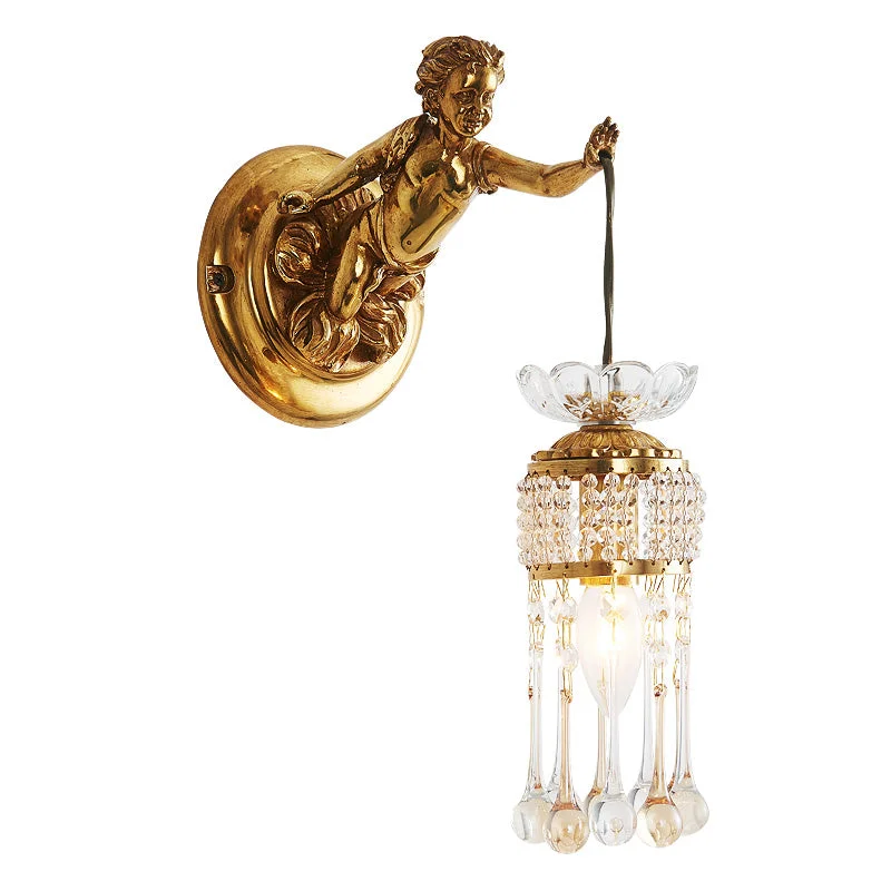 angel hanging sconce with crystal lampshades