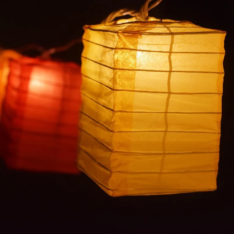 Multi-Color Hako Box Shaped Paper Lantern String String Lights (8FT, Expandable)