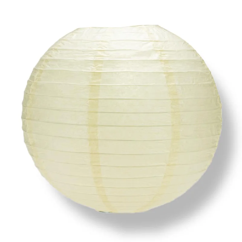 36" Ivory Jumbo Round Paper Lantern, Even Ribbing, Chinese Hanging Wedding & Party Decoration