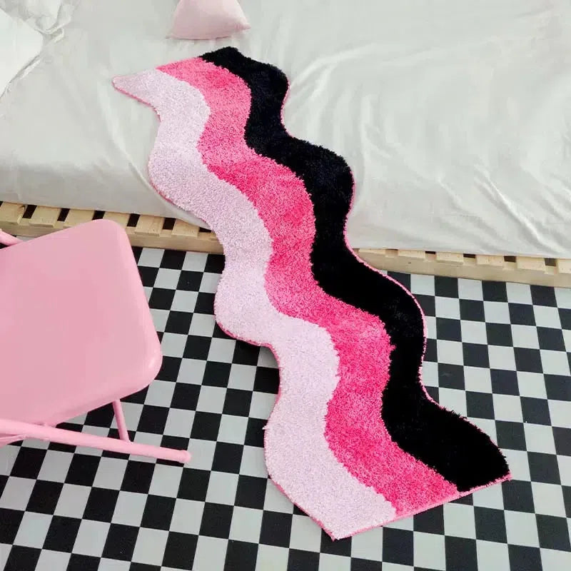 Pink Wave Tufted Runner Rug