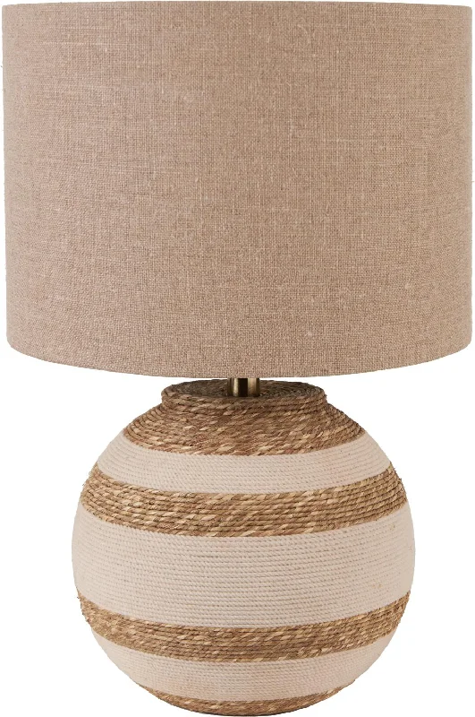 Talalla Cream and Natural  Sea Grass Round Table Lamp with Shade