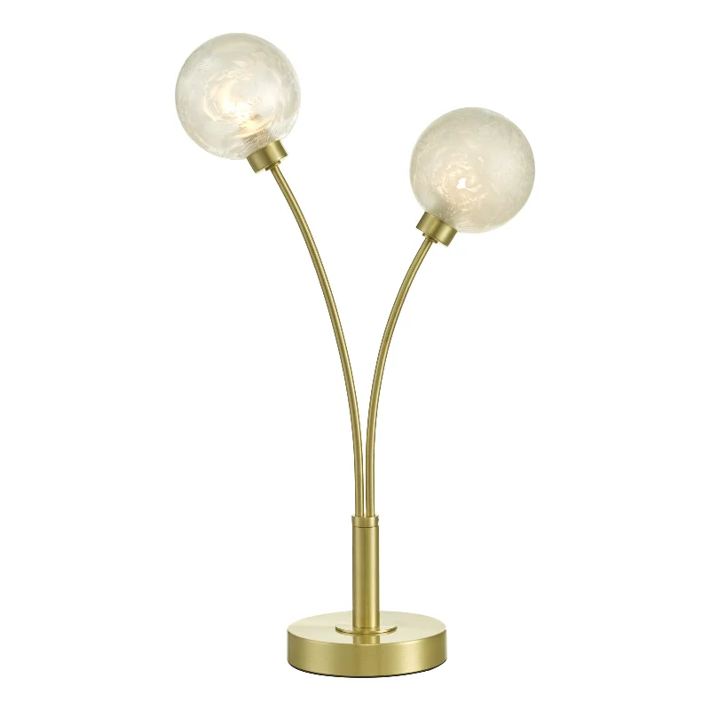 Avari 2 Light Table Lamp Satin Brass Glass/Satin Nickel & White Frosted Glass G9