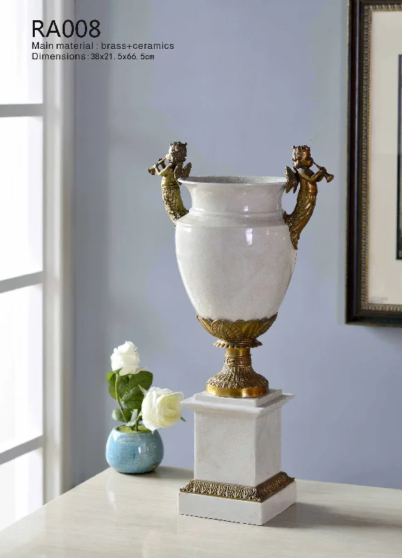 European Porcelain Bronze Flowerpot Modern Centerpiece