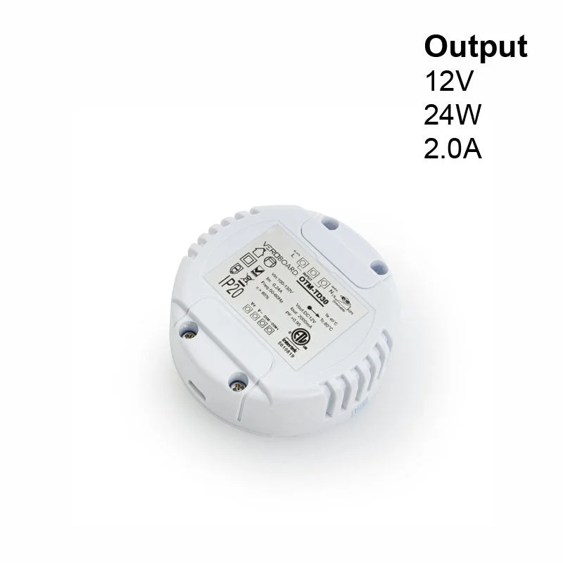 OTM-TD30 0-10V Dimmable Constant Voltage LED Driver, 12V 2.0A 24W